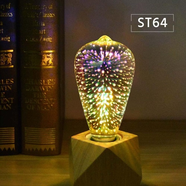 3D Fireworks Effect Vintage Incandescent Bulbs Retro Edison lamp E27 110V-220V Decoration lights A60 ST64 G80 G95 G125