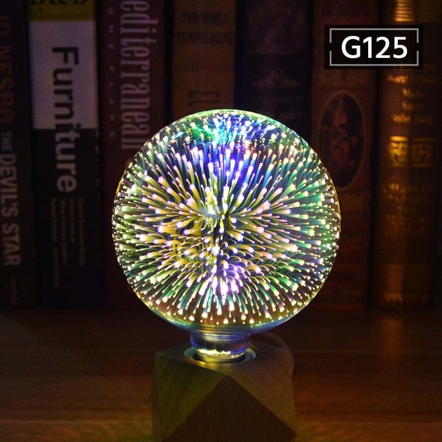 3D Fireworks Effect Vintage Incandescent Bulbs Retro Edison lamp E27 110V-220V Decoration lights A60 ST64 G80 G95 G125