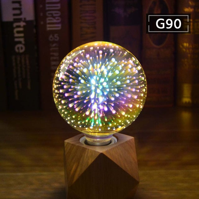 3D Fireworks Effect Vintage Incandescent Bulbs Retro Edison lamp E27 110V-220V Decoration lights A60 ST64 G80 G95 G125