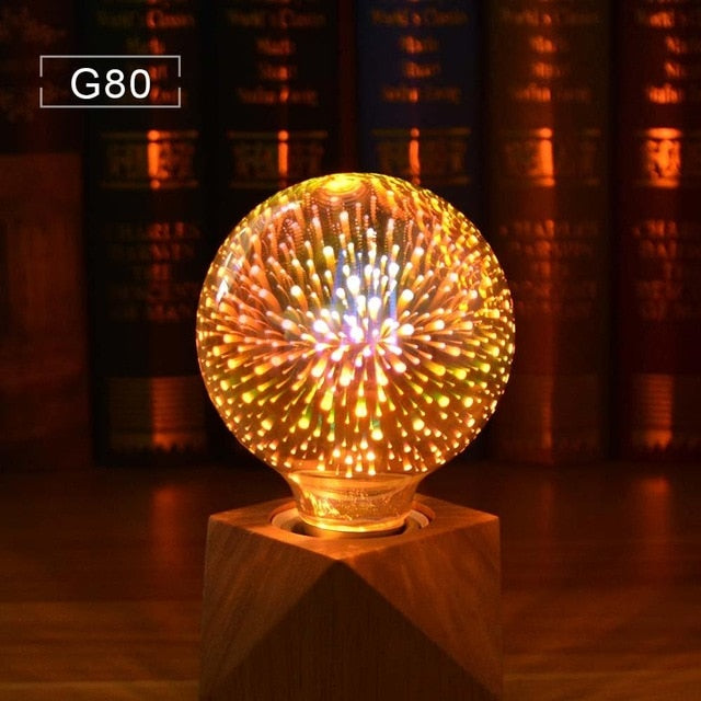 3D Fireworks Effect Vintage Incandescent Bulbs Retro Edison lamp E27 110V-220V Decoration lights A60 ST64 G80 G95 G125
