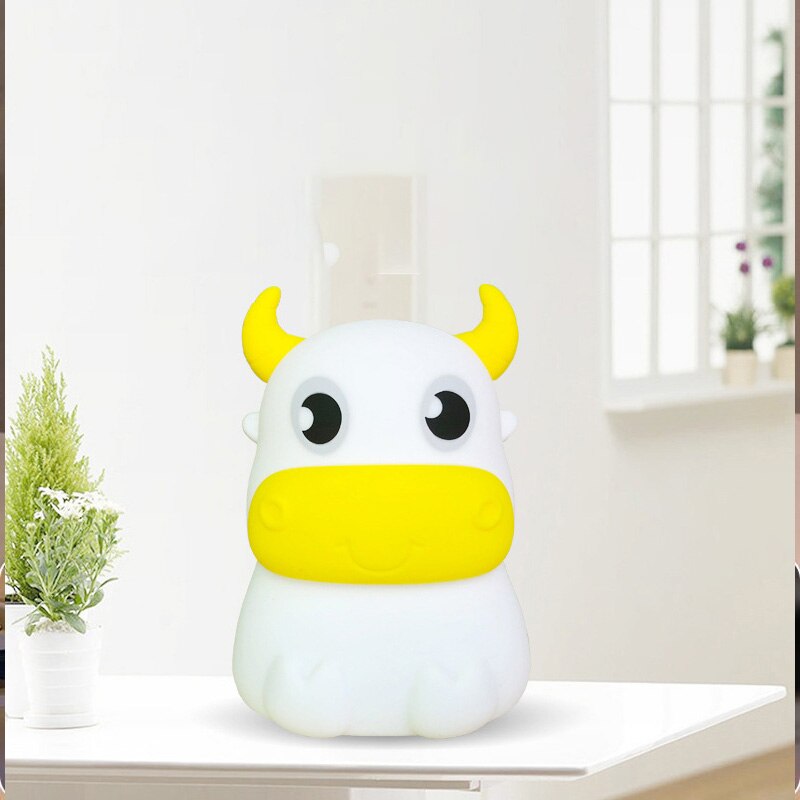colorful dull cow silicone night light led creative dream bedroom bedside patted with sleeping lights