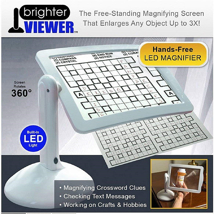 3X Desktop Brighter Viewer Screen Magnifier 360 Degree Rotating Bracket Desktop Magnifying Glass with LED Lights