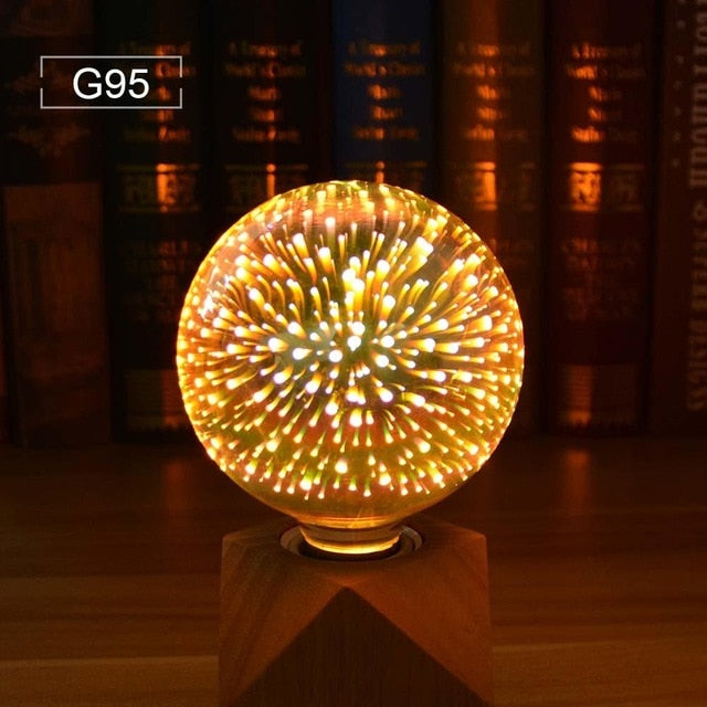 3D Fireworks Effect Vintage Incandescent Bulbs Retro Edison lamp E27 110V-220V Decoration lights A60 ST64 G80 G95 G125
