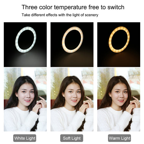 12cm USB 3 Modes Dimmable LED Ring Vlogging Photography Video Lights with Cold Shoe Tripod Ball Head