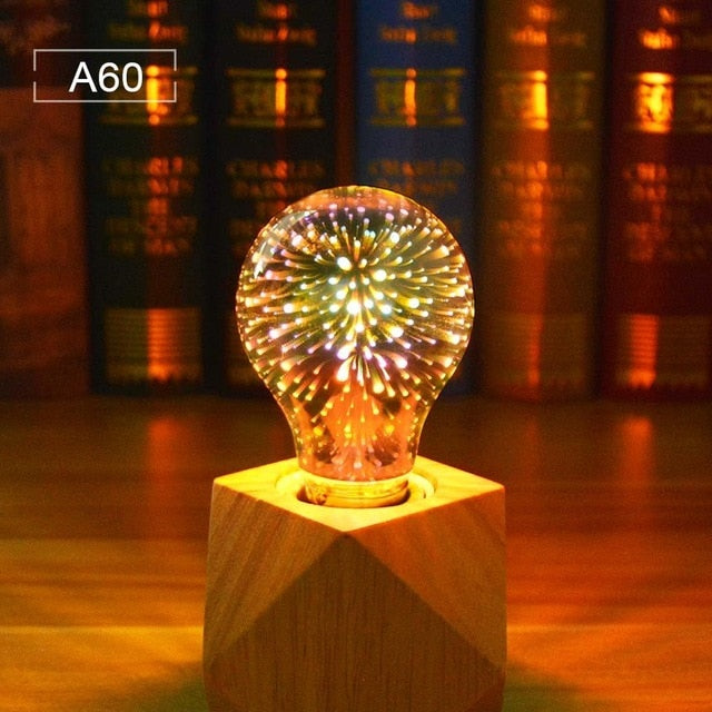 3D Fireworks Effect Vintage Incandescent Bulbs Retro Edison lamp E27 110V-220V Decoration lights A60 ST64 G80 G95 G125