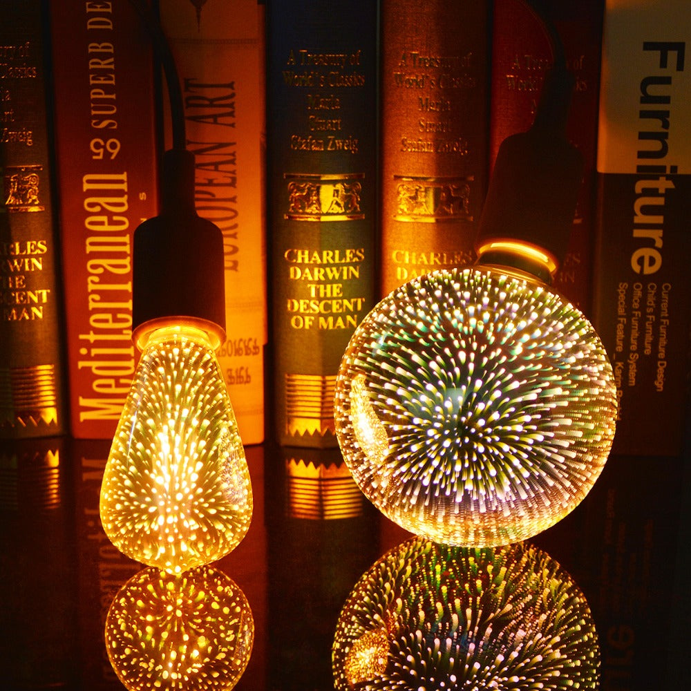 3D Fireworks Effect Vintage Incandescent Bulbs Retro Edison lamp E27 110V-220V Decoration lights A60 ST64 G80 G95 G125