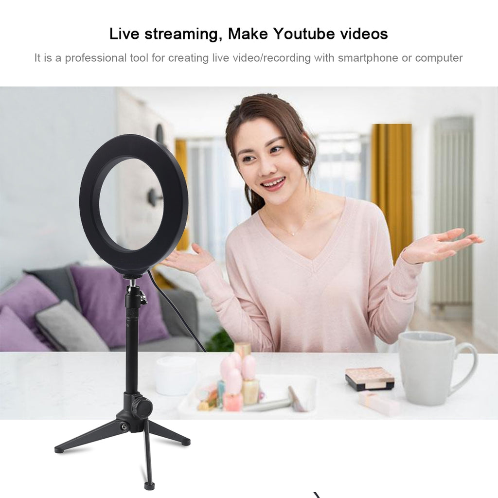 PULUZ 4.7 inch USB 3 Modes Dimmable LED Ring Vlogging Photography Video Lights