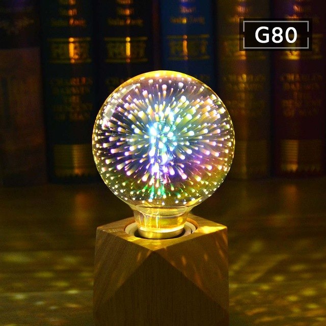 3D Fireworks Effect Vintage Incandescent Bulbs Retro Edison lamp E27 110V-220V Decoration lights A60 ST64 G80 G95 G125