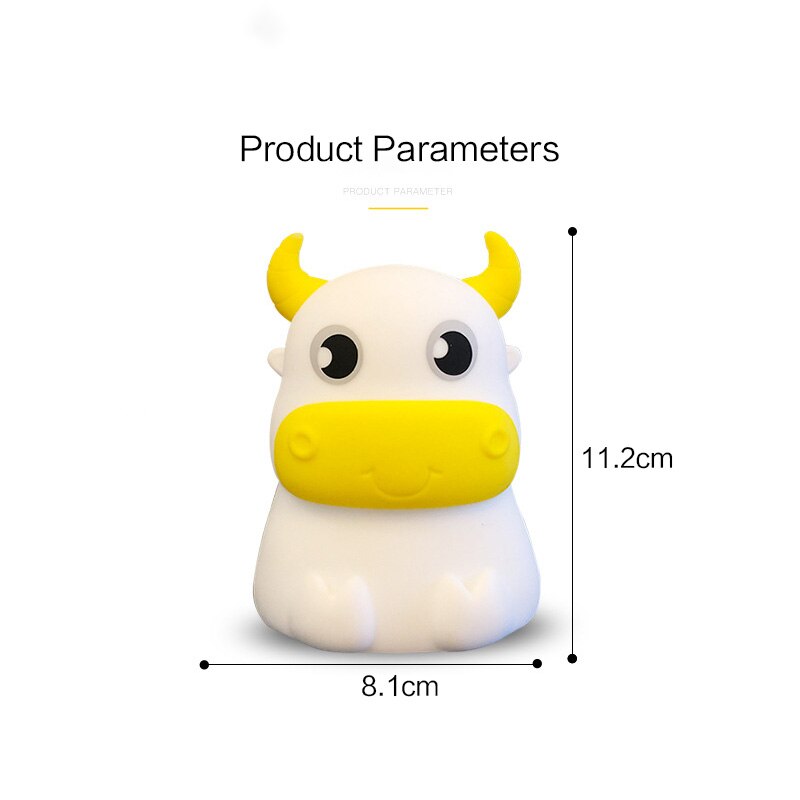 colorful dull cow silicone night light led creative dream bedroom bedside patted with sleeping lights