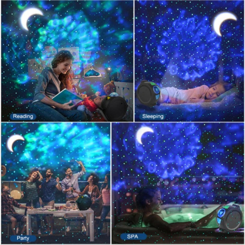 Starry Sky Projector Star Night Light Ocean Waving Lights Projection 360 Degree Rotation 6 Colors Night Lighting Lamp for Kids