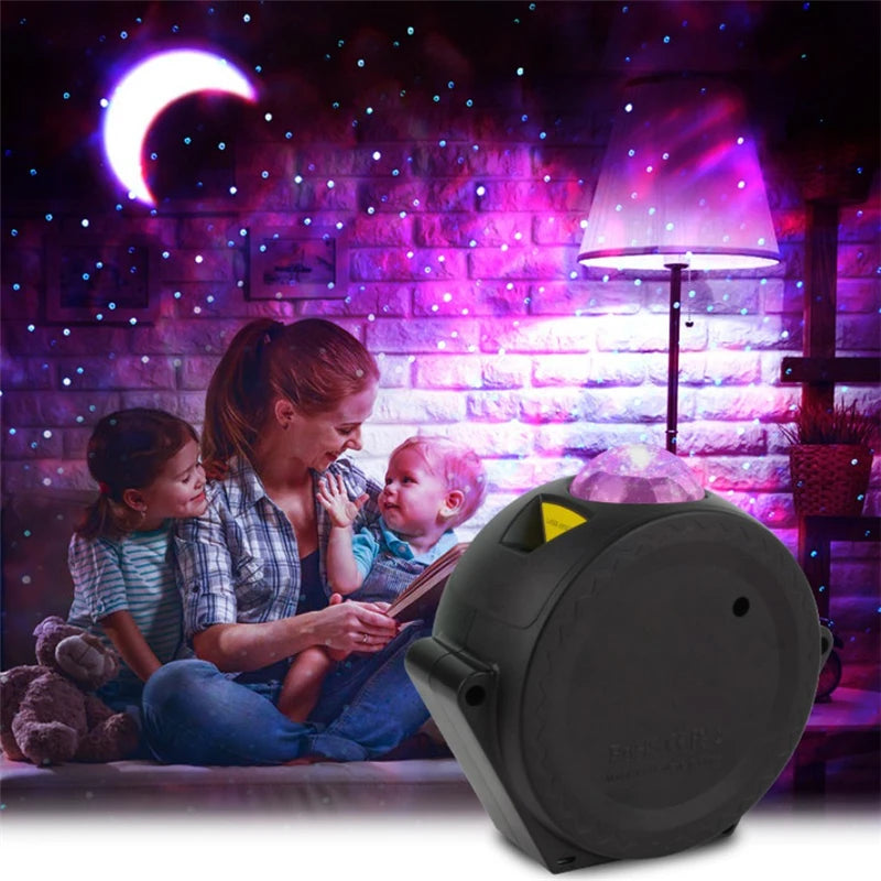 Starry Sky Projector Star Night Light Ocean Waving Lights Projection 360 Degree Rotation 6 Colors Night Lighting Lamp for Kids